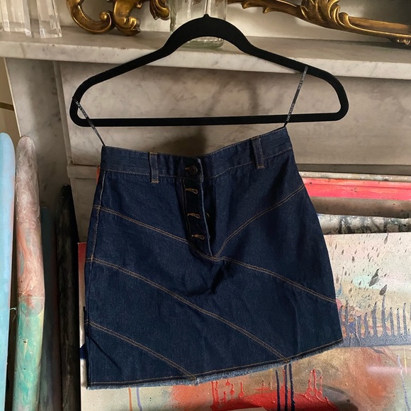 Brand New Shona Joy denim geometric skirt sz 4 nwt - Picture 1 of 5